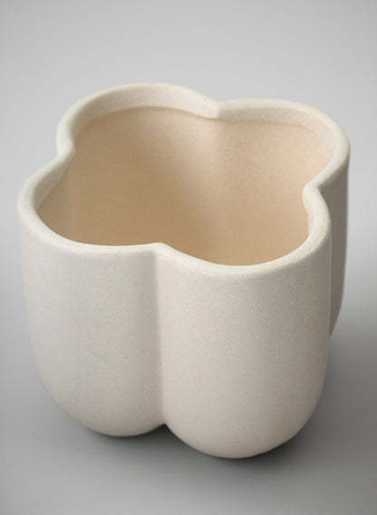 5in Tall Sand White Freya Ceramic Cachepot Decor Jamali Garden