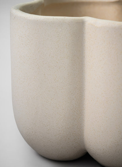 5in Tall Sand White Freya Ceramic Cachepot Decor Jamali Garden