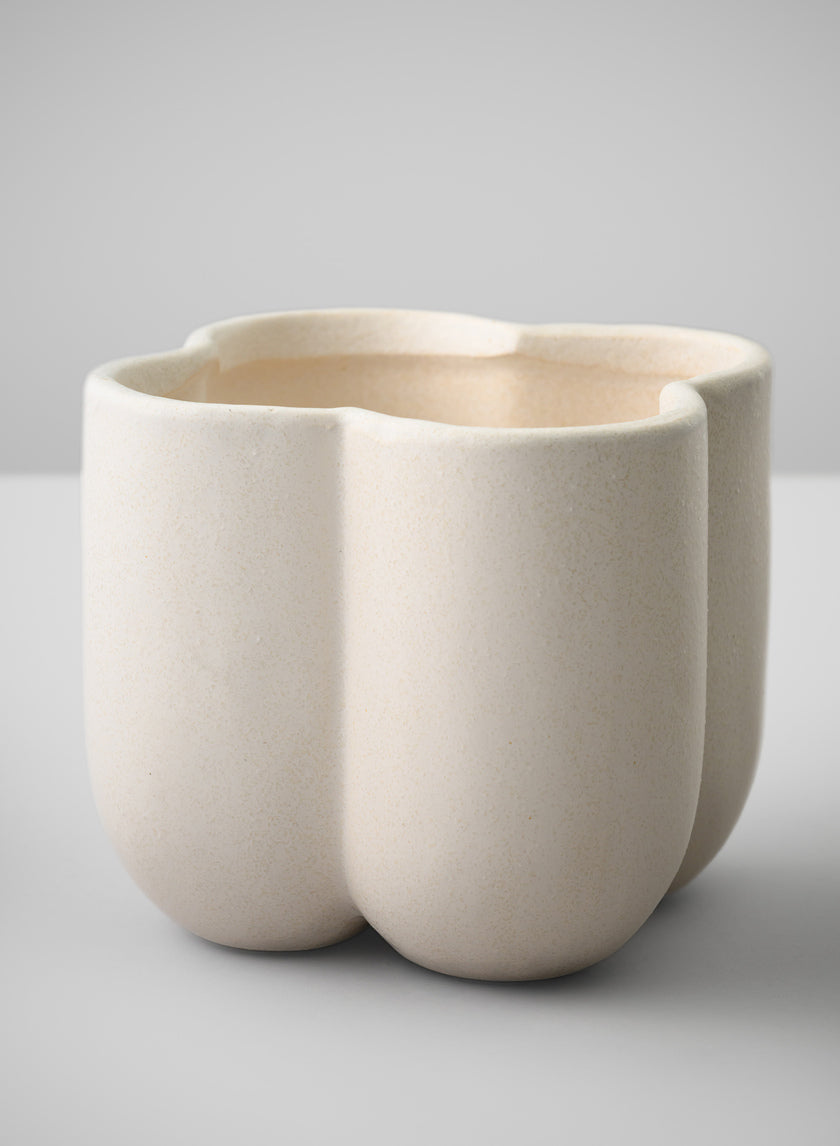 5in Tall Sand White Freya Ceramic Cachepot Decor Jamali Garden