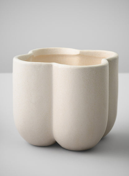 5in Tall Sand White Freya Ceramic Cachepot Decor Jamali Garden