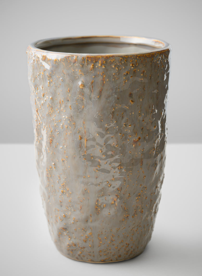 8in Tall Bursa Taupe Ceramic Vase
