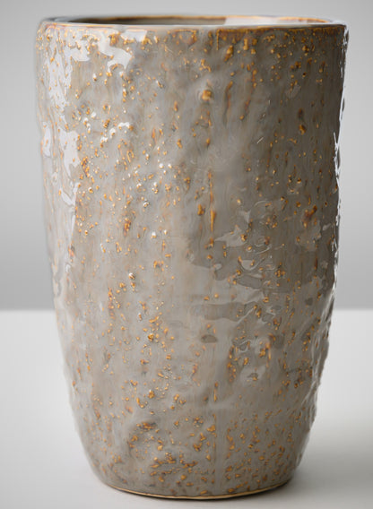 8in Tall Bursa Taupe Ceramic Vase Decor Jamali Garden