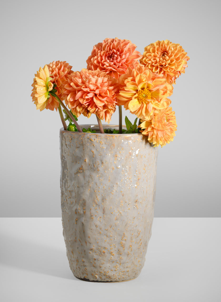 8in Tall Bursa Taupe Ceramic Vase Decor Jamali Garden