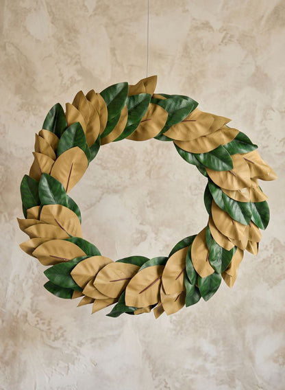 25in Wide Magnolia Leaf Wreath Decor Jamali Garden