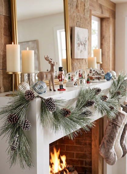 6ft Long Pine Needle with Pinecone Garland Decor Jamali Garden