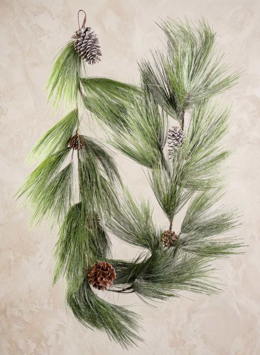 6ft Long Pine Needle with Pinecone Garland Decor Jamali Garden