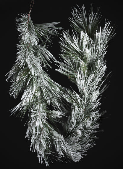 6ft Long Pine Needle with Snow Garland Decor Jamali Garden