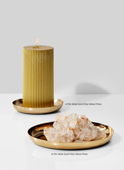 6.75in Wide Gold Pillar Metal Plate Decor Jamali Garden