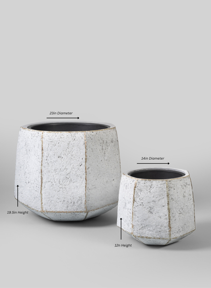 Kesari Aged White Fiberglass Planter Decor Jamali Garden