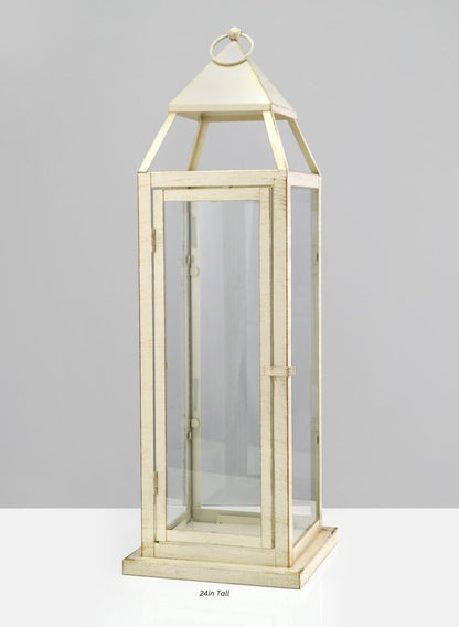 Montmartre Aged White Lantern Decor Jamali Garden Aged White 24in Tall EACH