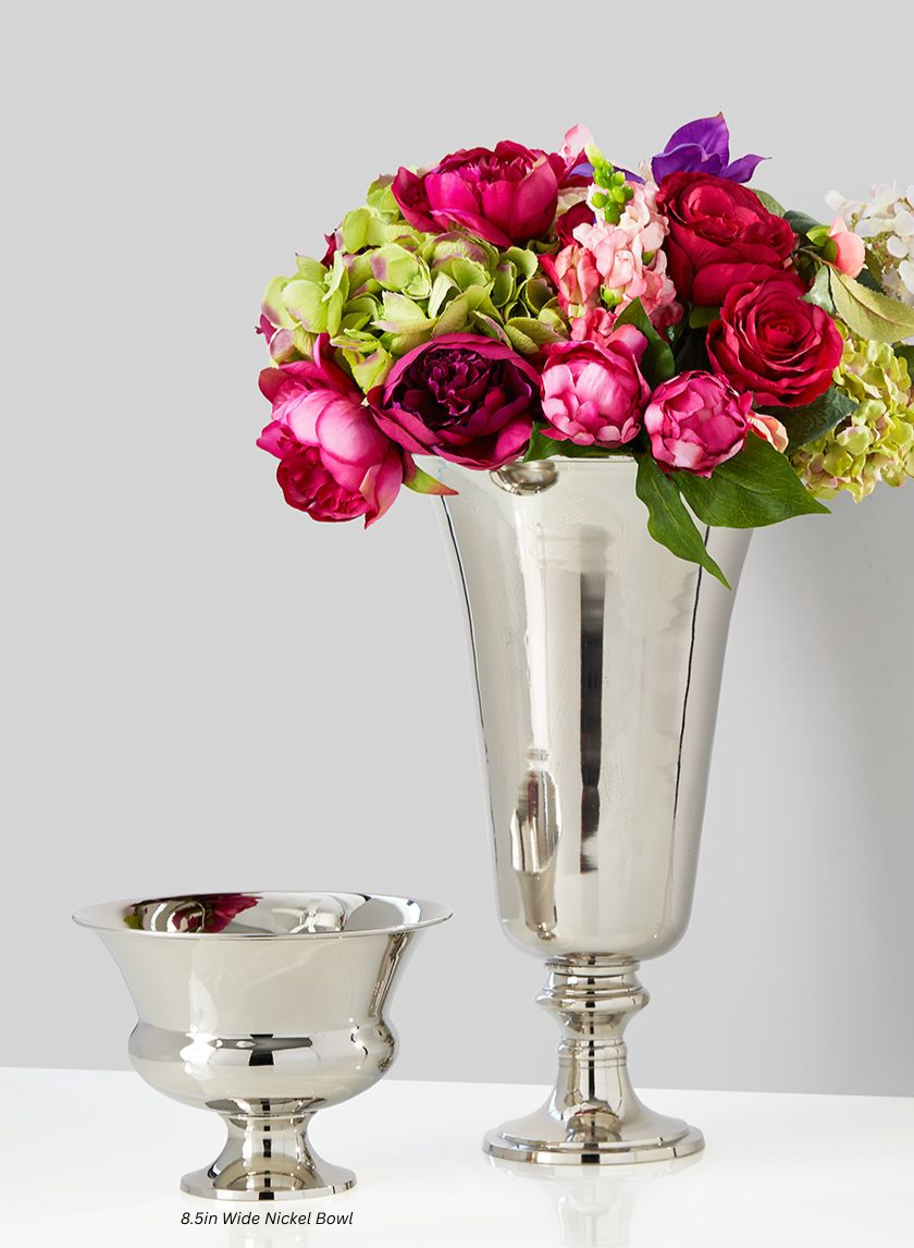 8.5in Wide Nickel Bowl Decor Jamali Garden