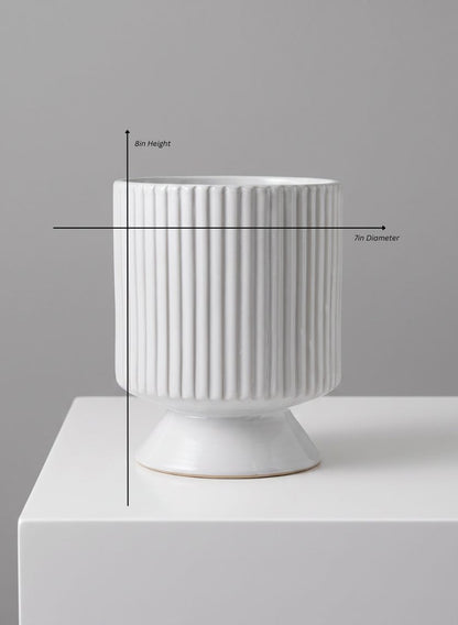 Florist Choice White Ceramic Cachepot with Base Decor Jamali Garden White 8in Tall EACH