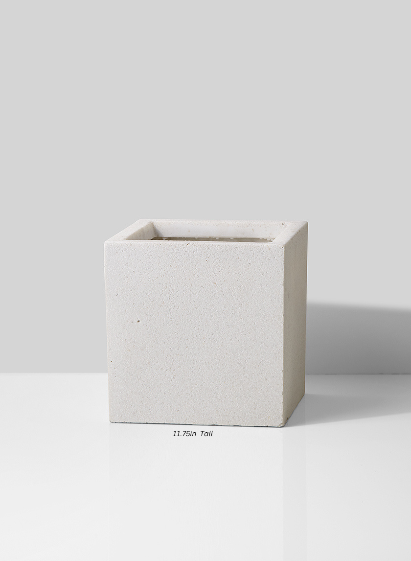 white square pot plant Square White Fiber Stone Pot