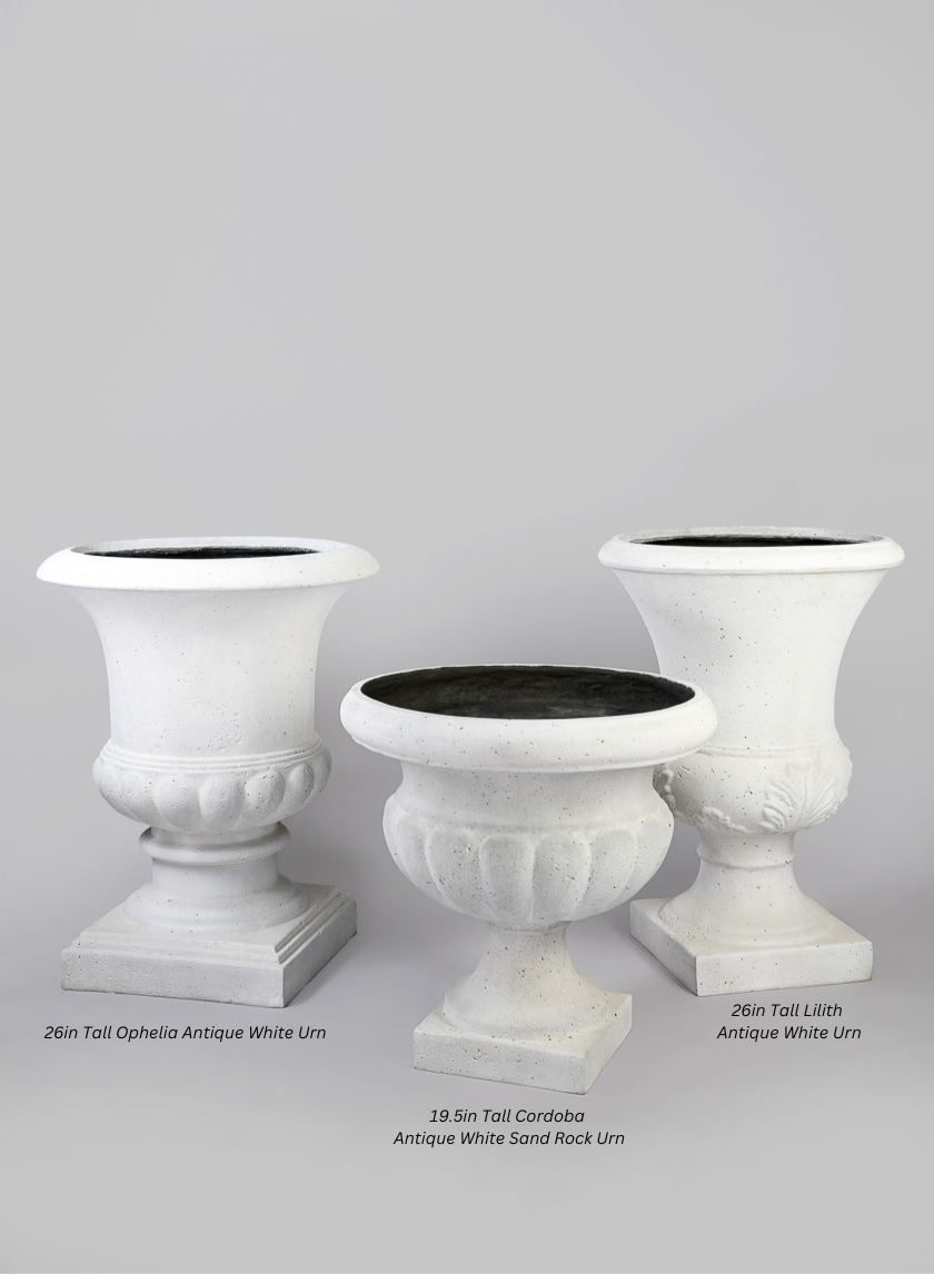 noble house lucca white italian 26-inch urn planter 26in Tall Ophelia Antique White Urn – Jamali Garden