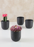 3.25in Tall Chacin Aluminum Black Mini Pots, Set of 4 Decor Jamali Garden