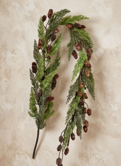 5ft Long Glittered Pine Garland with Pine Cones, Case of 3 Decor Jamali Garden