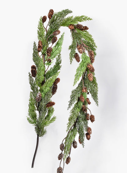 5ft Long Glittered Pine Garland with Pine Cones, Case of 3 Decor Jamali Garden