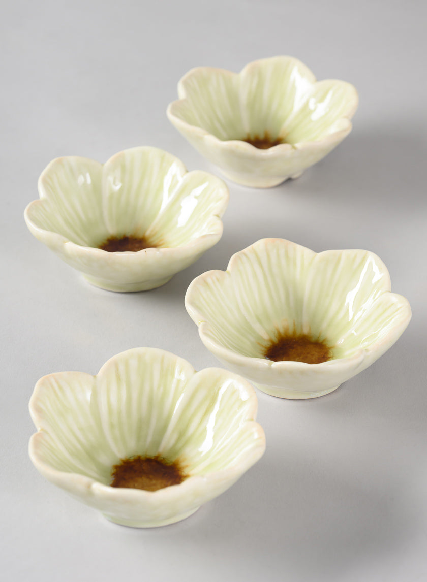 3.75in Wide Chantille Mini Flower Ceramic Bowl, Set of 4 Decor Jamali Garden