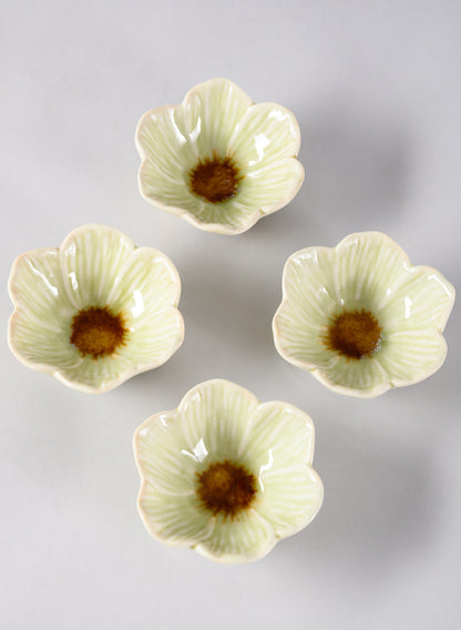 3.75in Wide Chantille Mini Flower Ceramic Bowl, Set of 4 Decor Jamali Garden
