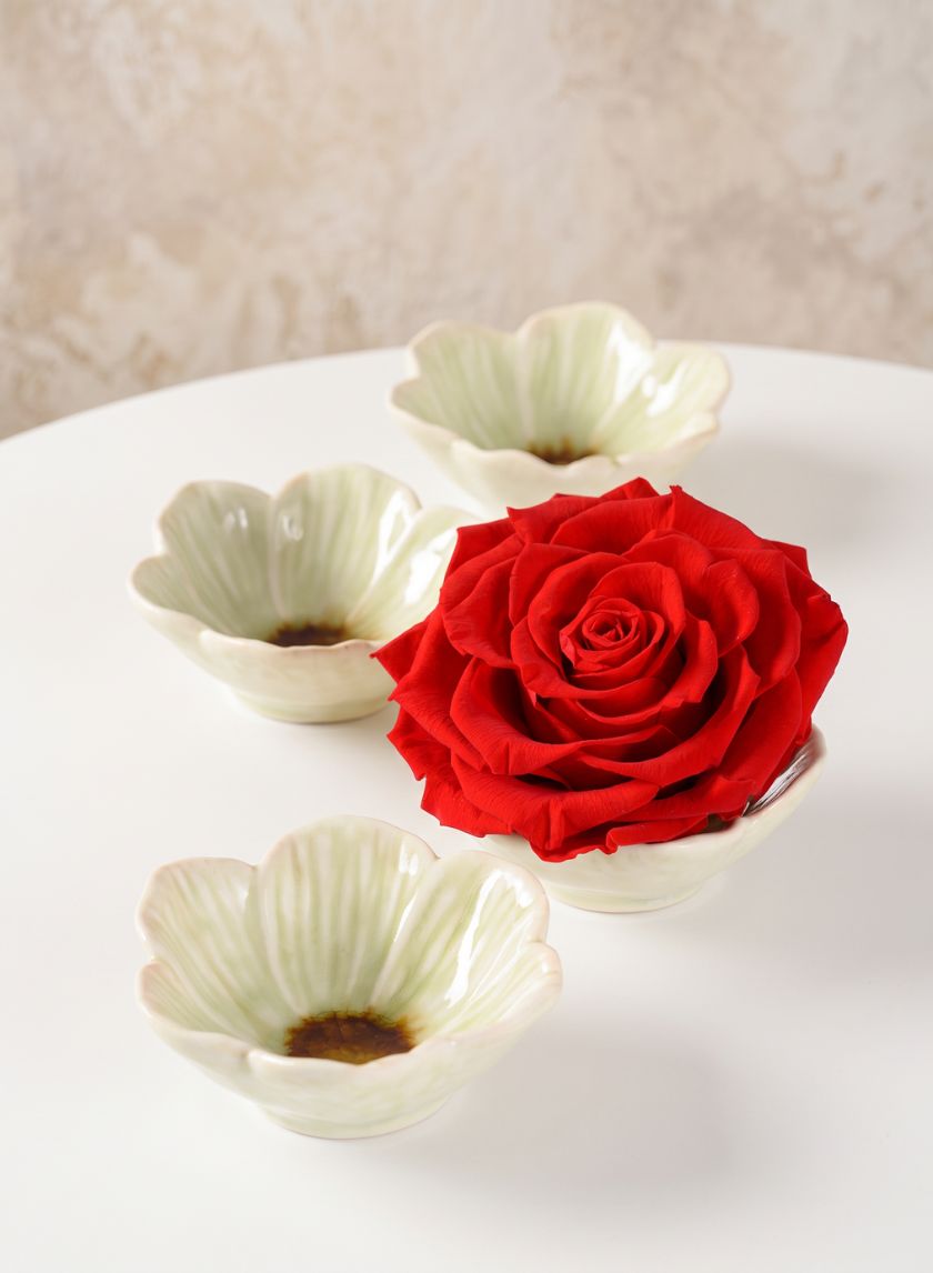 3.75in Wide Chantille Mini Flower Ceramic Bowl, Set of 4