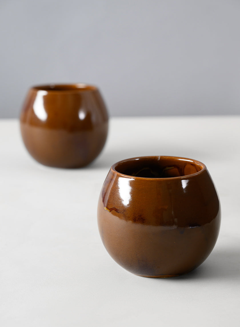 3.25in Tall Guan Oxblood Mini Ceramic Pots, Set of 2 Decor Jamali Garden