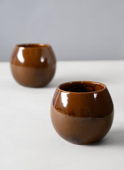 3.25in Tall Guan Oxblood Mini Ceramic Pots, Set of 2 Decor Jamali Garden