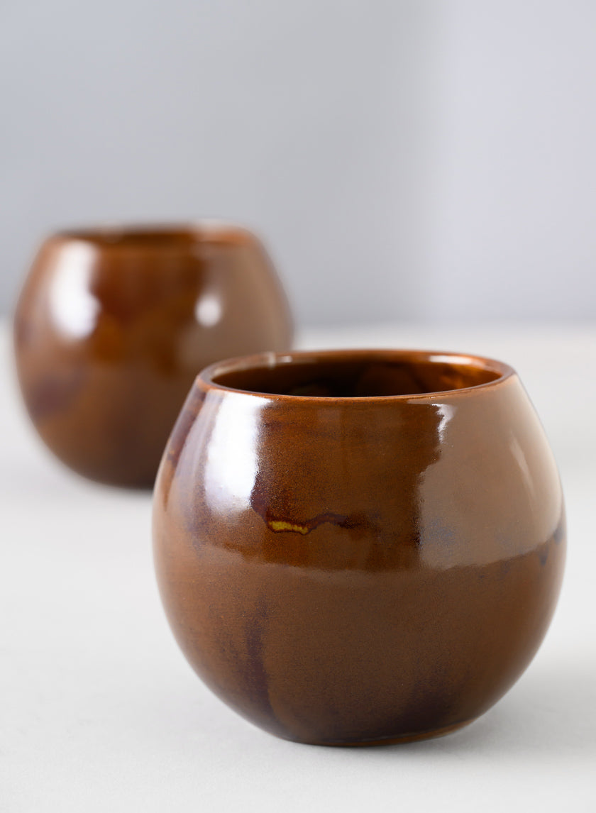 3.25in Tall Guan Oxblood Mini Ceramic Pots, Set of 2 Decor Jamali Garden