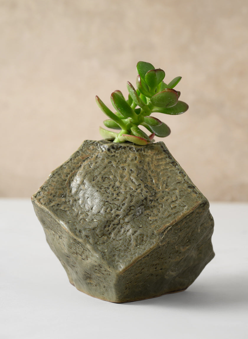 4in Tall Castille Stone Look Ceramic Vase Decor Jamali Garden