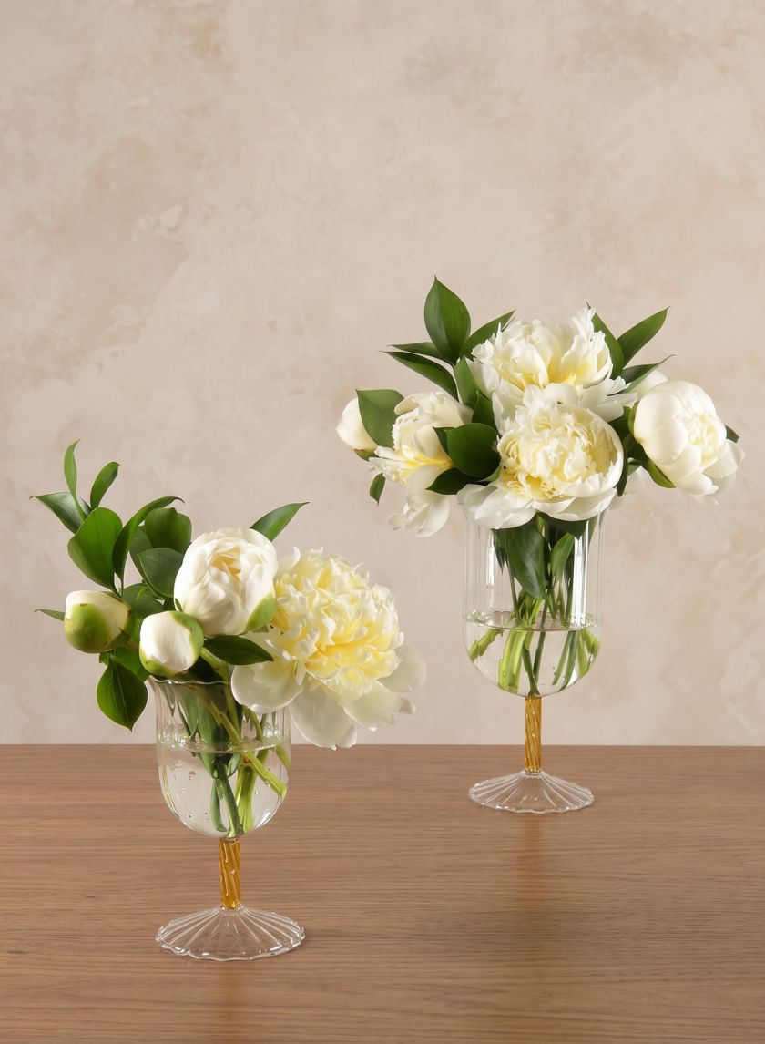 Luxe Fluted Glass Goblet Decor Jamali Garden