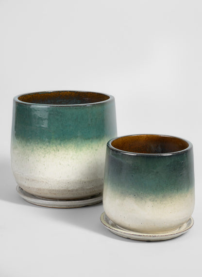 Banyan Running Jade Ceramic Pot with Saucer Decor Jamali Garden