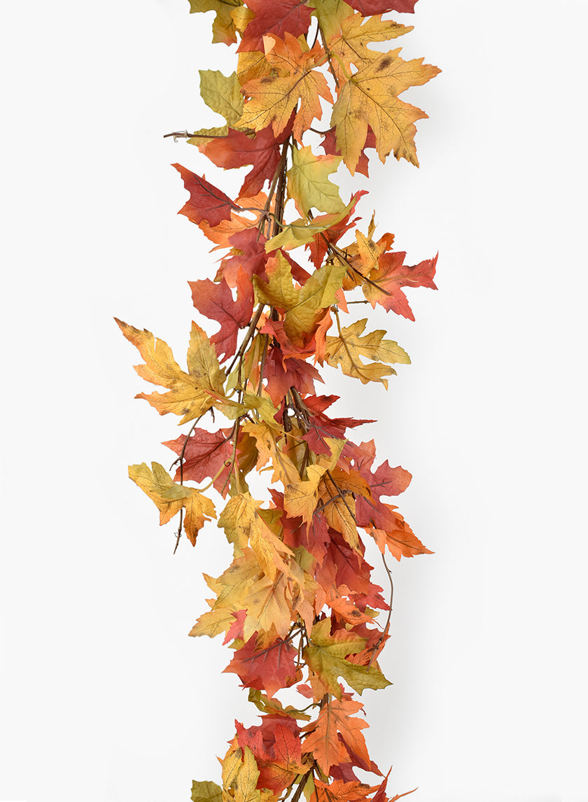 5ft Long Fall Colors Maple Leaf Garland, Case of 4 Decor Jamali Garden