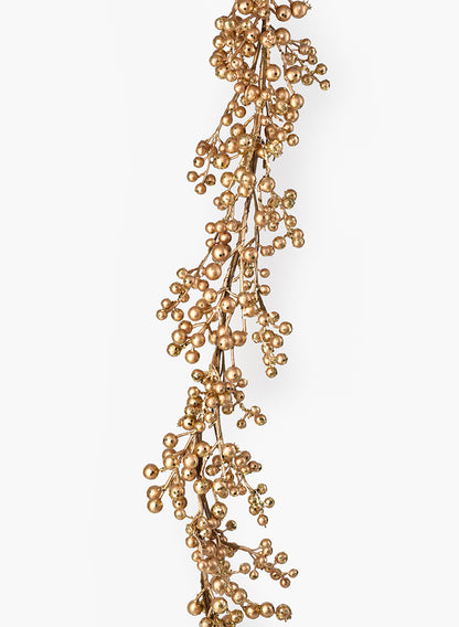 5ft Long Glittered Gold Berry Garland Decor Jamali Garden