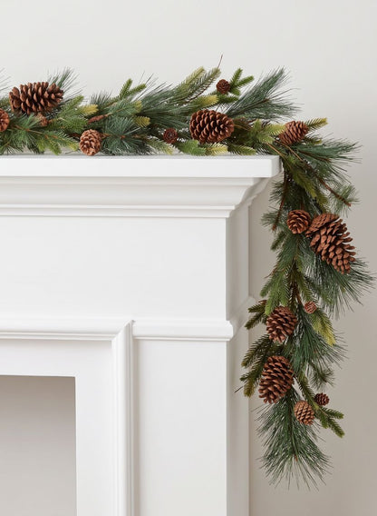 5ft Long Mixed Pine Garland with Pine Cones, Case of 4 Decor Jamali Garden