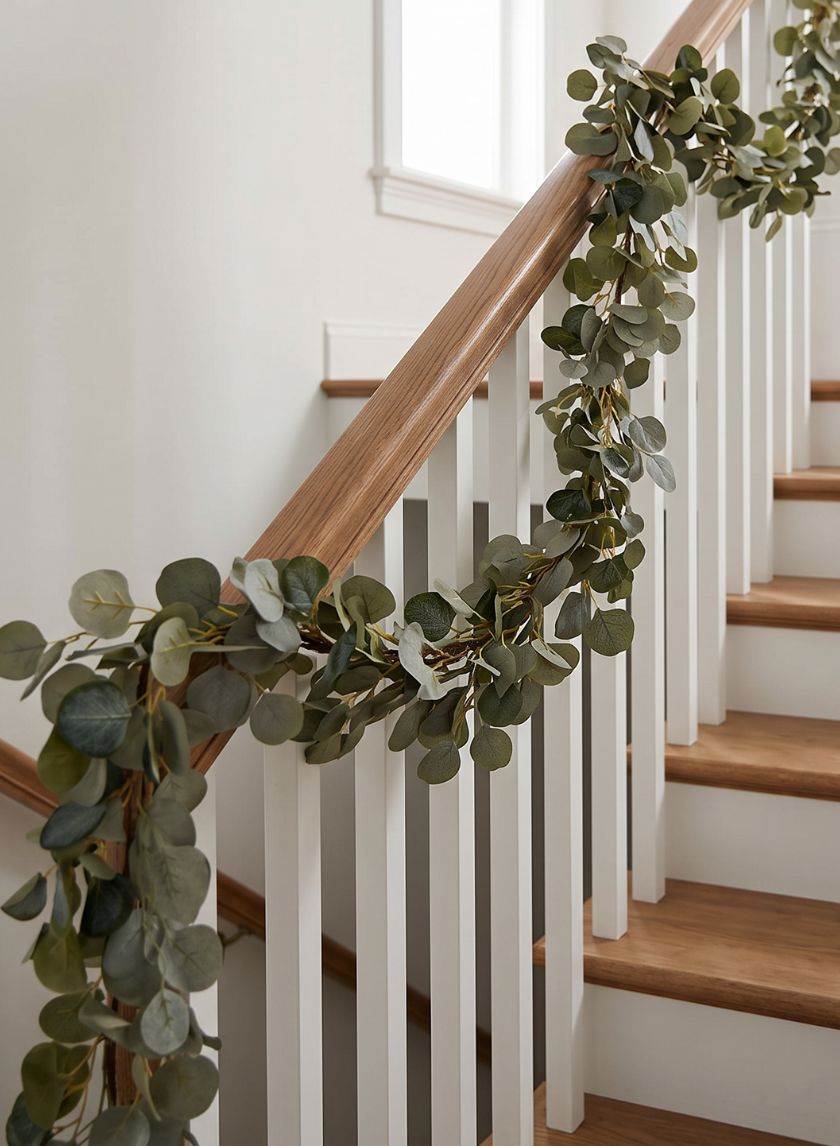 57in Long Silver Dollar Eucalyptus Garland Decor Jamali Garden