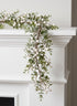 56in Long Iced & Glittered Eucalyptus Garland with Berries Decor Jamali Garden
