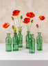 6.5in Tall Green Glass Bottle Bud Vases, Set of 6 Decor Jamali Garden