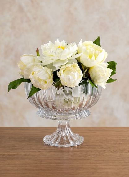 9in Wide Arctic Ice Glass Compote Decor Jamali Garden