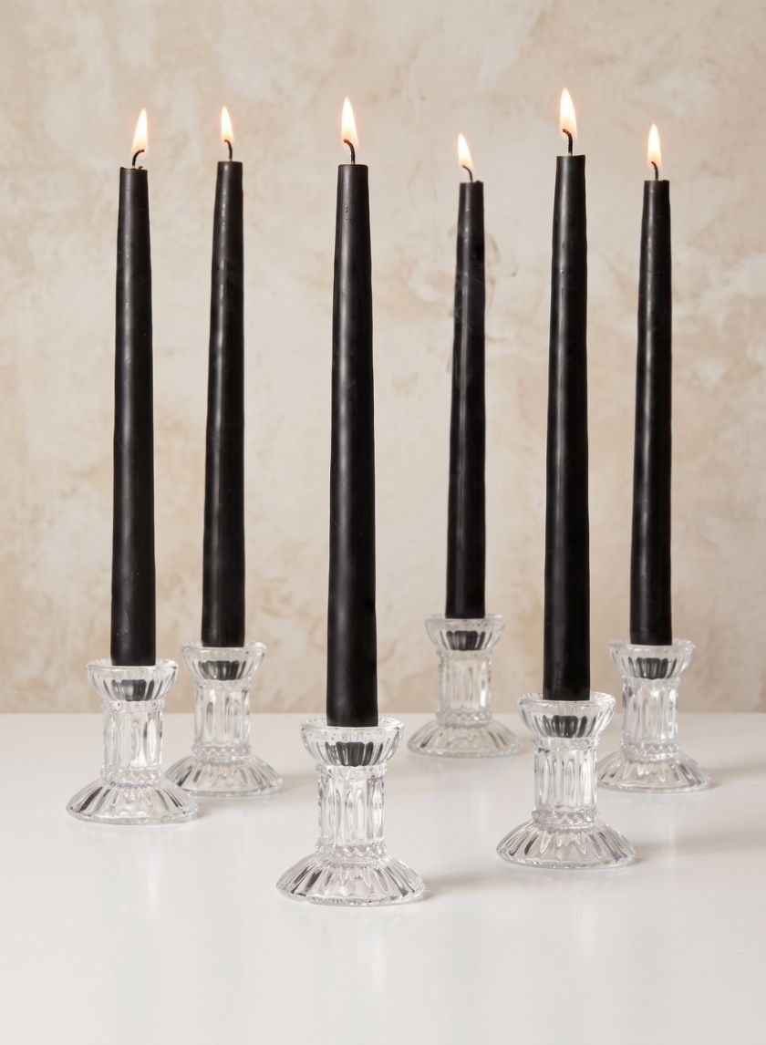 3in Tall Fluted Glass Candlestick, Set of 6
