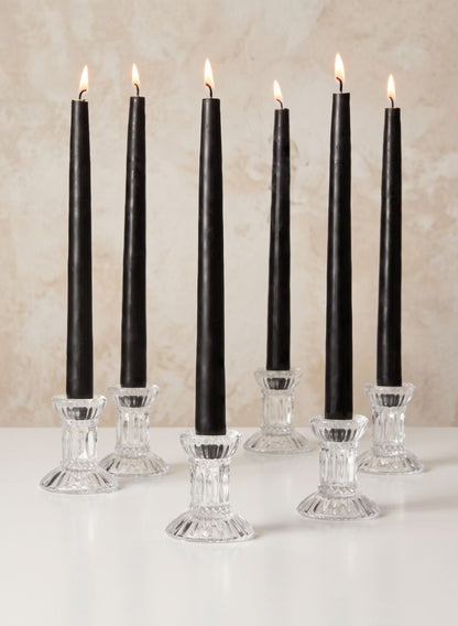 3in Tall Fluted Glass Candlestick, Set of 6