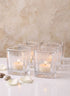 3.5in Tall Pleated Cube Tealight Glass Holder, Set of 6 Decor Jamali Garden