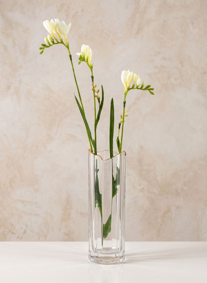 Waves Gold Rim Faceted Vase Decor Jamali Garden