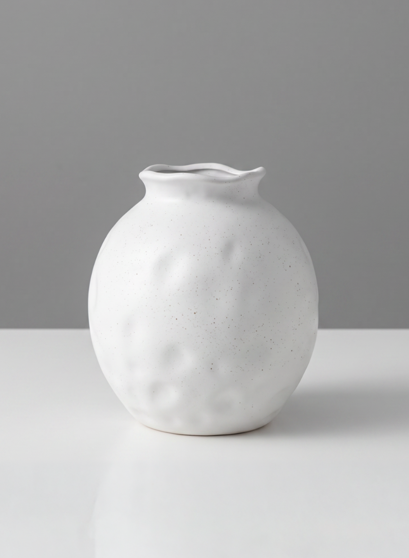 5.5in Aged White Porcelain Fishbowl Vase