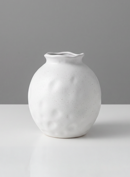 5.5in Aged White Porcelain Fishbowl Vase