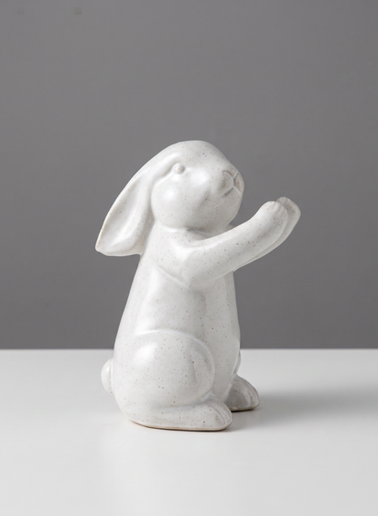 6.5in Aged White Procelain Rabbit
