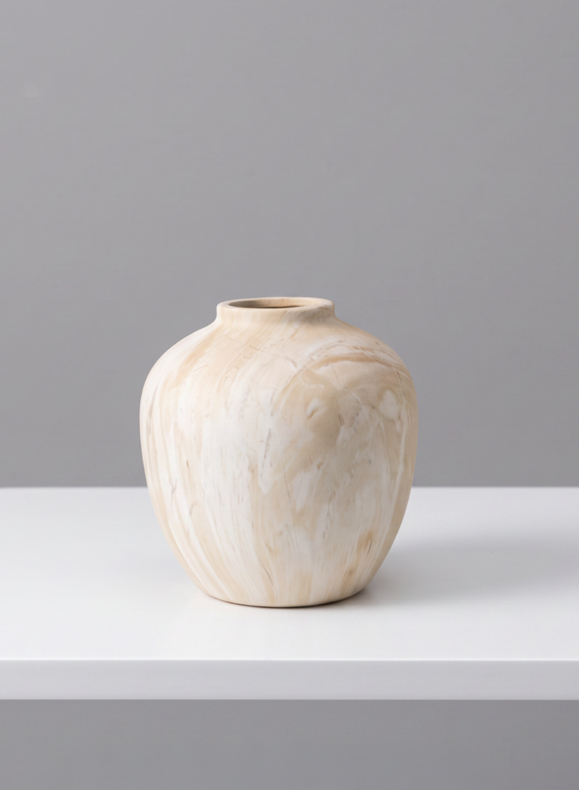 4in Tall "Travertine Look" Ceramic Bud Vase