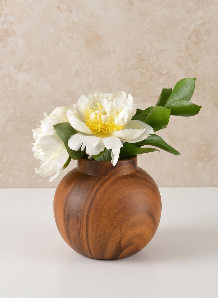 6in Tall Ume Dark Walnut Look Ceramic Vase Decor Jamali Garden