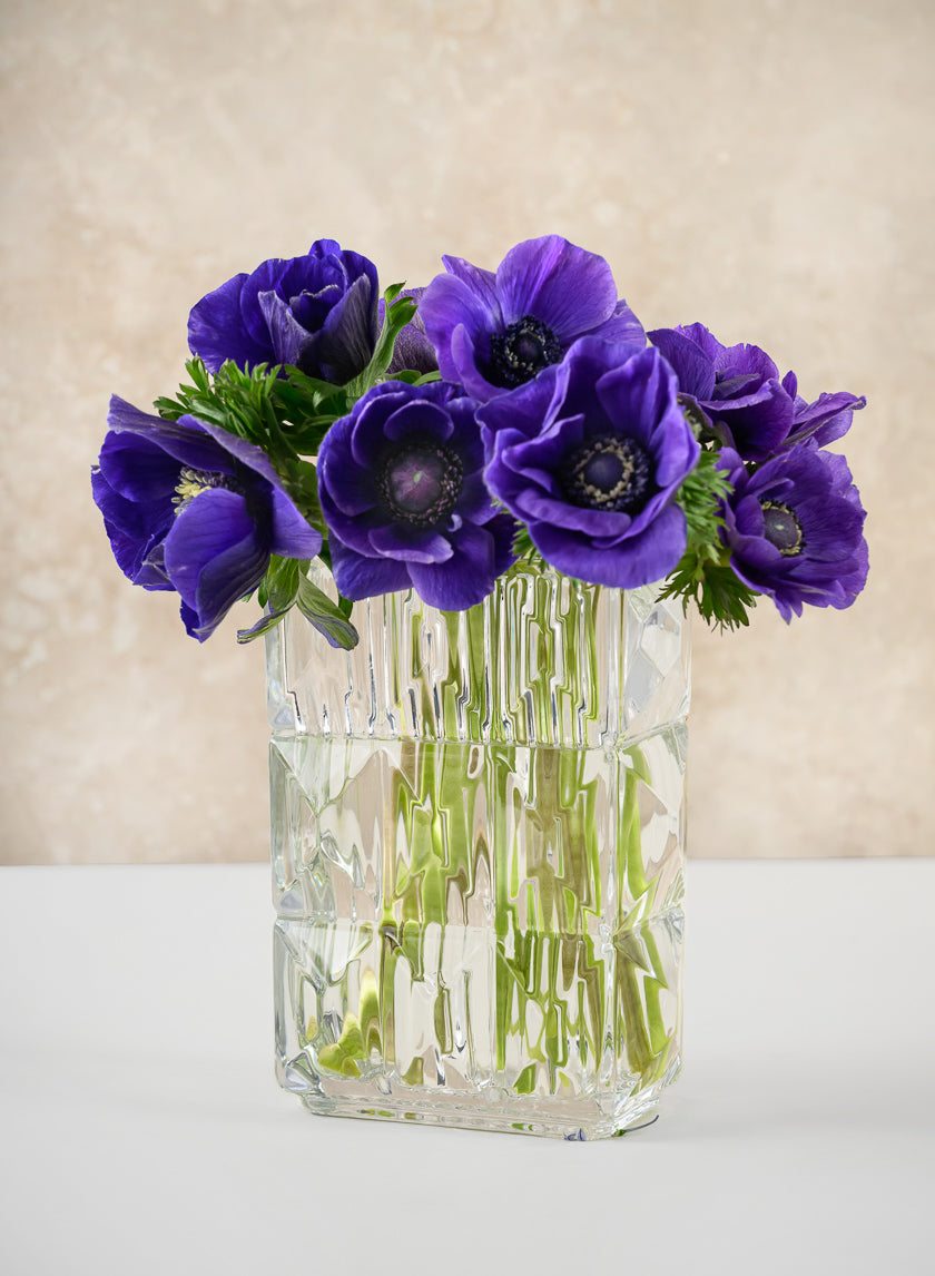 GUERLAIN ネイビー　Flower Vase Rectangular Crystal Look Glass Vase – Jamali Garden