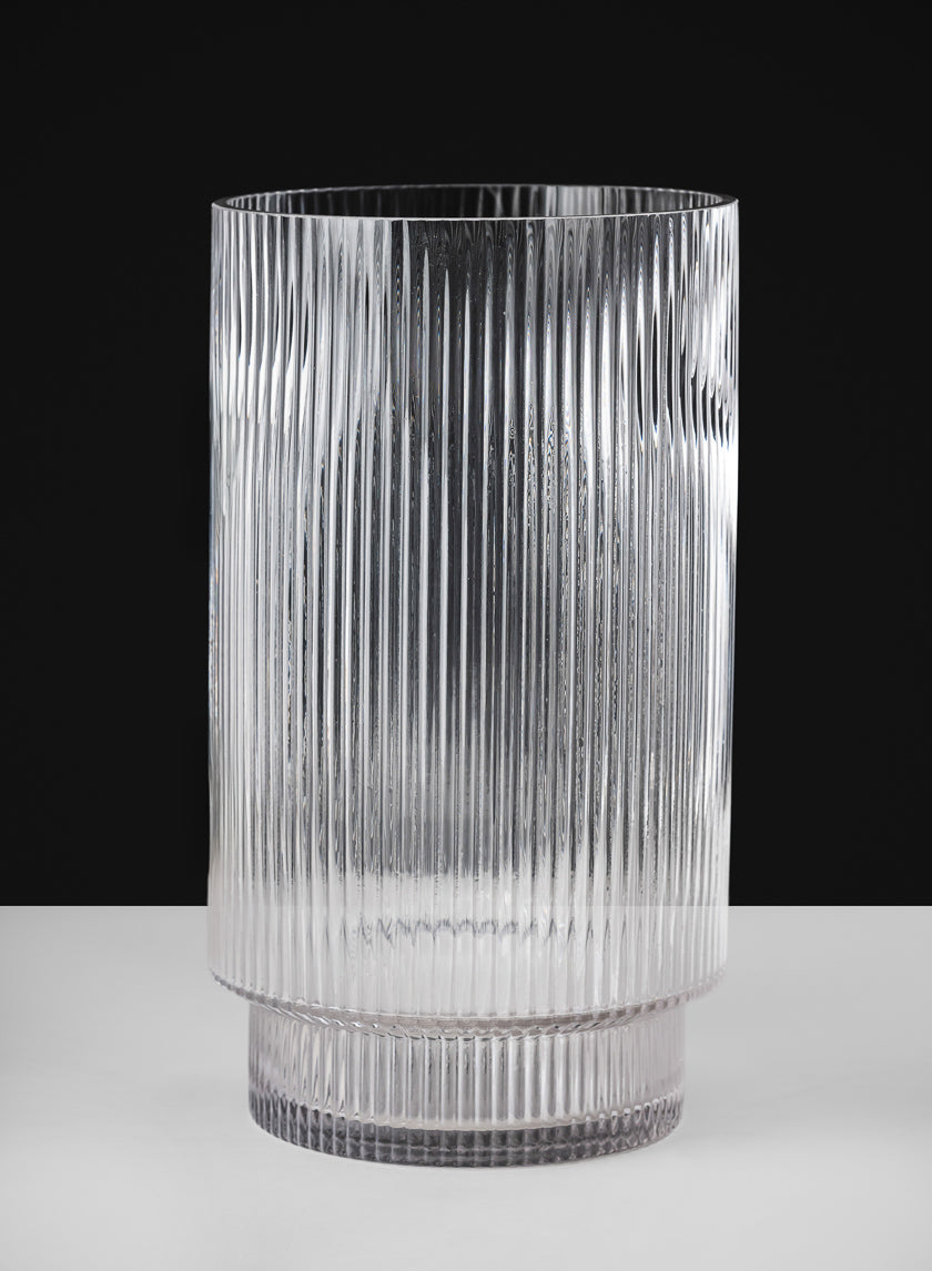 11in Tall Pleated Glass Cylinder Decor Jamali Garden