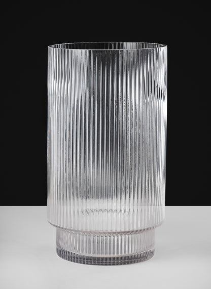 11in Tall Pleated Glass Cylinder Decor Jamali Garden