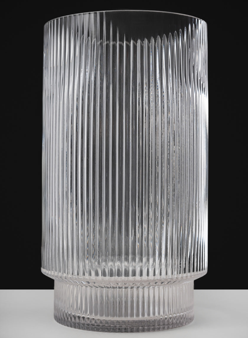 11in Tall Pleated Glass Cylinder Decor Jamali Garden